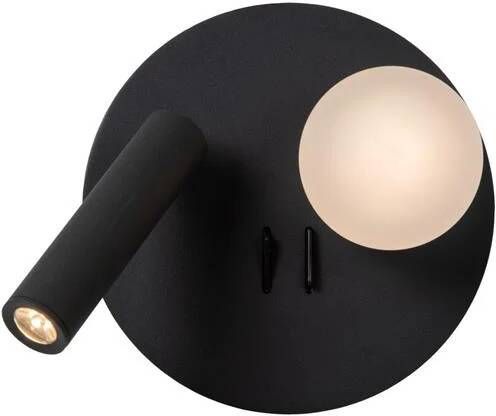 Lucide MATIZ Bedlamp Wandlamp Ø 16 5 cm LED 3000K Met USB oplaadpunt Zwart