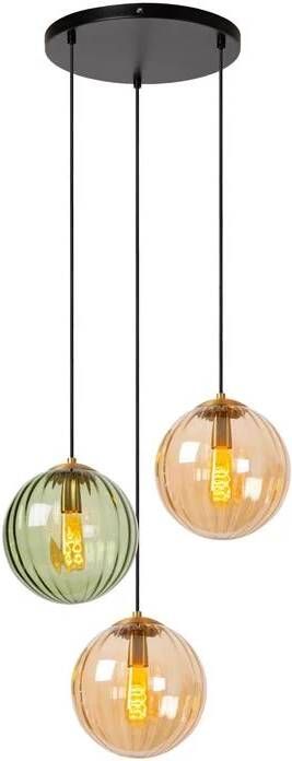 LUCIDE Hanglamp Monsaraz Groen Amber ⌀35cm 3xe27