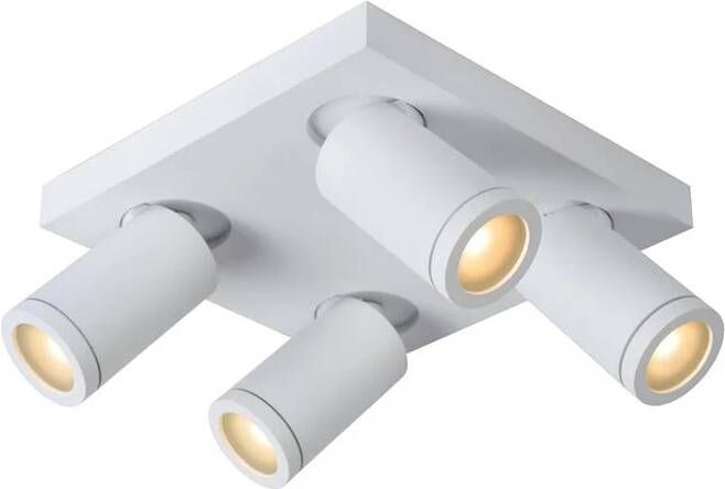 Lucide TAYLOR Plafondspot Badkamer LED Dim to warm GU10 4x5W 2200K 3000K IP44 Wit