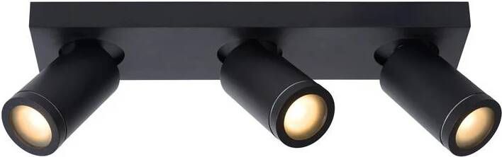 Lucide TAYLOR Plafondspot Badkamer LED Dim to warm GU10 3x5W 2200K 3000K IP44 Zwart