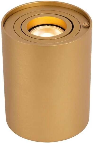 Lucide TUBE Tafellamp Ø 9 6 cm LED 3 StepDim GU10 1x5W 2600K 2800K Mat Goud Messing