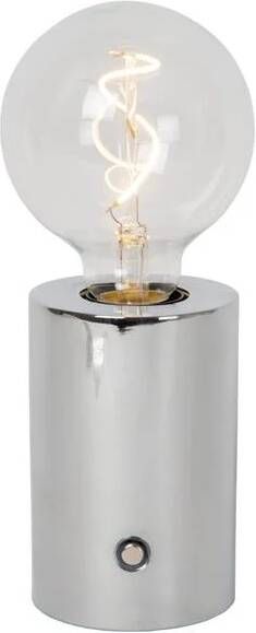 Lucide VIVO Oplaadbare Tafellamp Accu Batterij Ø 8 cm LED Dimb. E27 1x1W 2700K Chroom