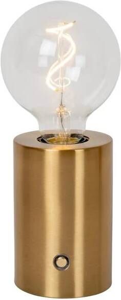 Lucide VIVO Oplaadbare Tafellamp Accu Batterij Ø 8 cm LED Dimb. E27 1x1W 2700K Mat Goud Messing
