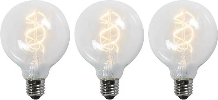 LUEDD Set Van 3 E27 Led Gedraaid Filament Lampen G95 Helder 5w 400 Lm 2200k