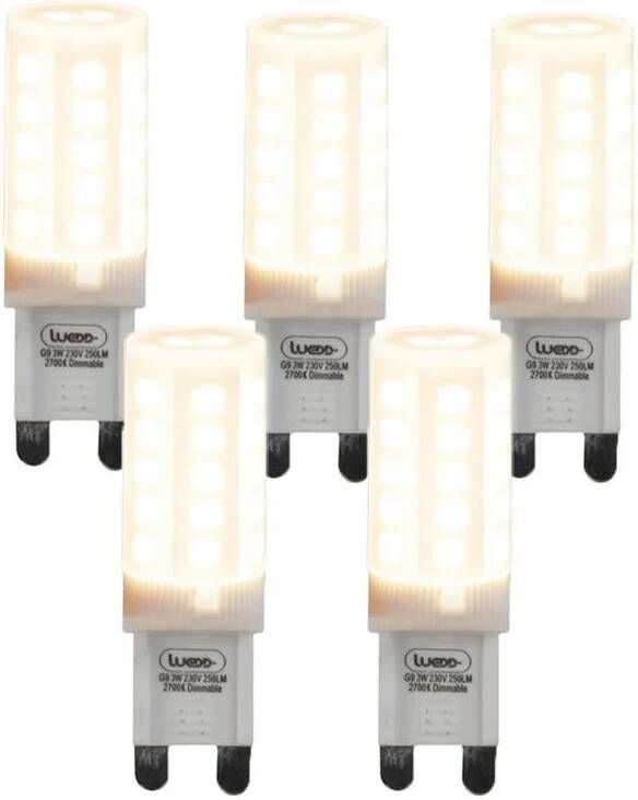 LUEDD Set van 5 G9 dimbare LED lampen 3W 280 lm 2700K