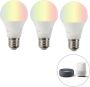 LUEDD Set van 3 smart E27 dimbare LED lamp A60 9W 700 lm 2200-4000K RGB - Thumbnail 2