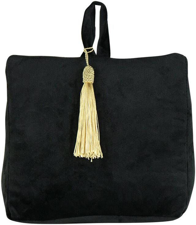 Mars & More Deurstopper met kwastje 1 kilo gewicht met oppak lus velvet zwart 18 x 10 cm Deurstoppers