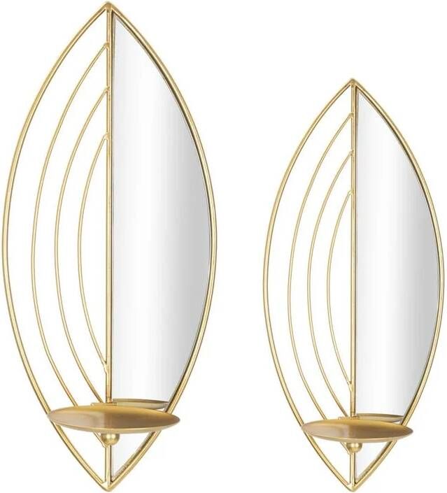 Mauro Ferretti Leaf Set van 2 wandkandelaars in goud metaal