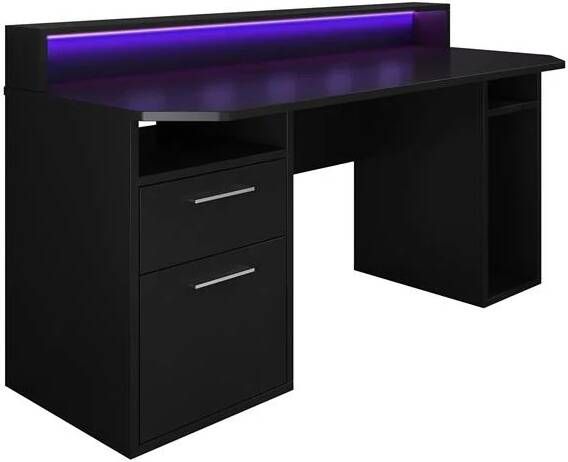 Meubella Bureau Tamara 3 Zwart 160 cm Met LED