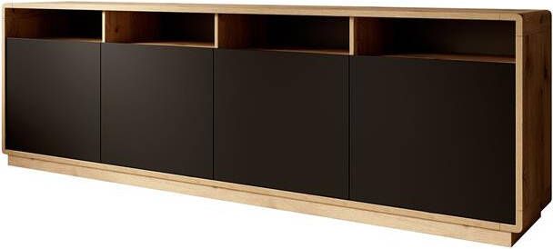 Meubella Dressoir Acuna Mat zwart Eiken 238 cm