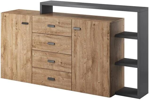 Meubella Dressoir Bello Eiken Antraciet 180 cm