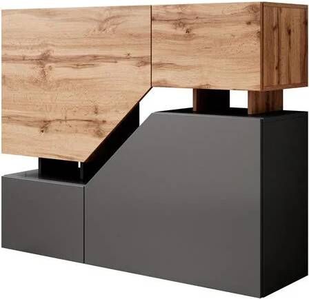 Meubella Dressoir Canberra Eiken Antraciet 120 cm