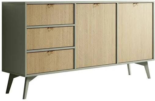 Meubella Dressoir Essence Groen Licht eiken 158 cm