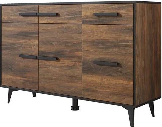 Meubella Dressoir Frey Donker eiken Zwart 135 cm