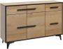 Meubella Dressoir Frey Licht eiken Zwart 135 cm - Thumbnail 2