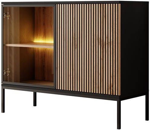 Meubella Dressoir Legend Mat zwart Eiken 104 cm