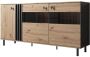 Meubella Dressoir Marcos Eiken Antraciet 165 cm met glas - Thumbnail 2