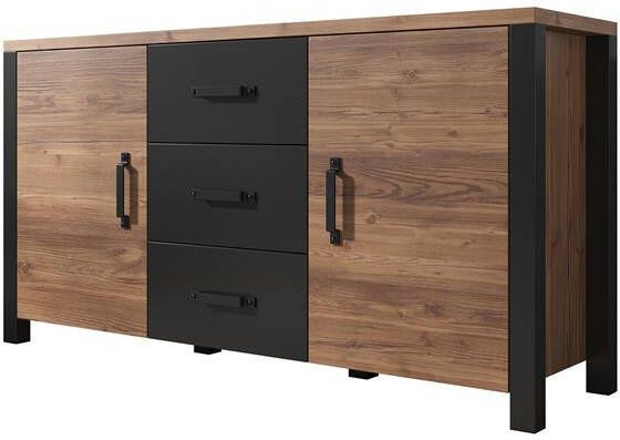 Meubella Dressoir Olivia Zwart Eiken 147 cm