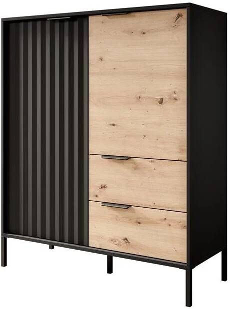 Meubella Dressoir Ramirez Zwart Eiken 103 cm