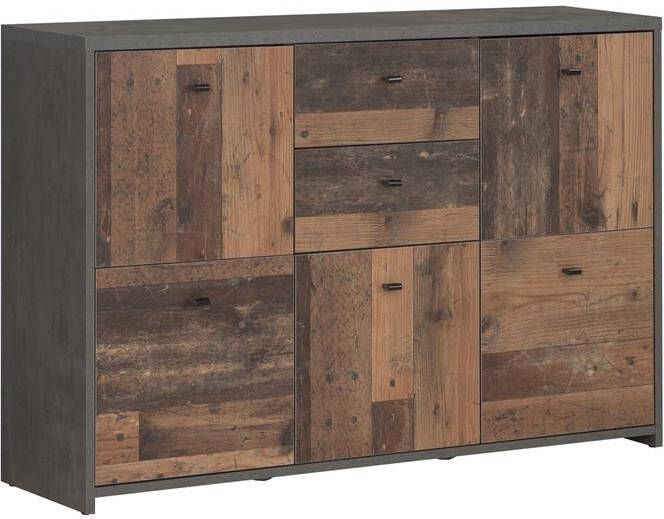 Meubella Dressoir Sahara 4 Old wood Grijs 114 cm