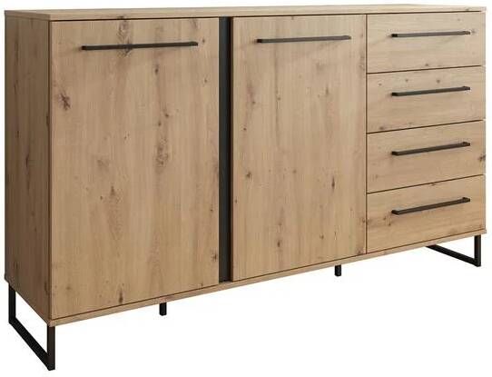 Meubella Dressoir Saturn Eiken Zwart 159 cm