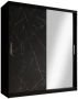 Meubella Kledingkast Marmer 3 Zwart 180 cm Met spiegel - Thumbnail 2