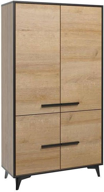 Meubella Opbergkast Frey Licht eiken Zwart 91 cm