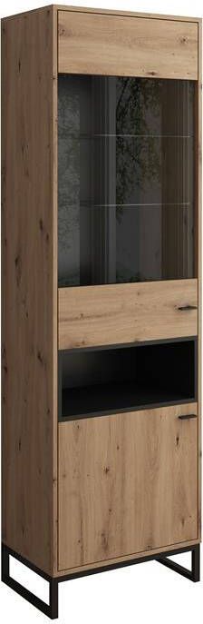 Meubella Vitrinekast Ozzy Eiken Zwart 60 cm