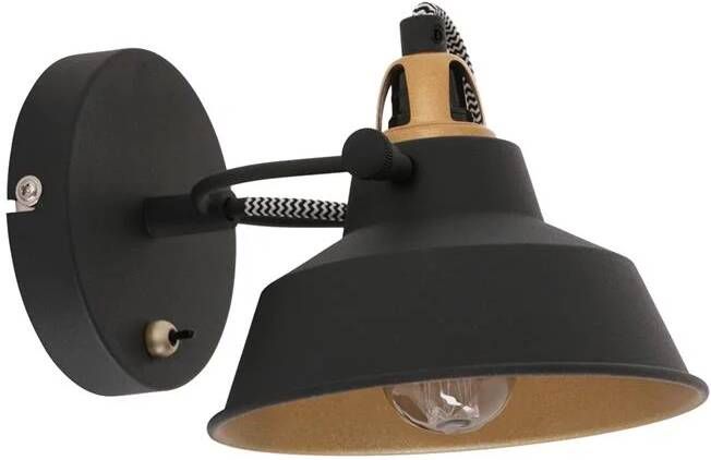 Mexlite wandlamp Nove zwart metaal opbouwspot E14 3326ZW
