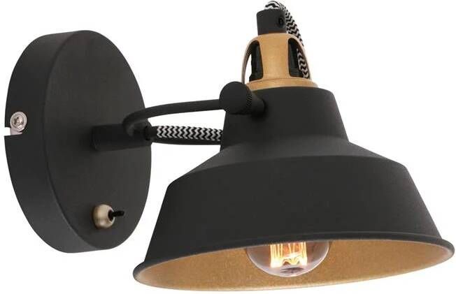 Mexlite Nové wandlamp zwart metaal kapdiameter: 15 cm