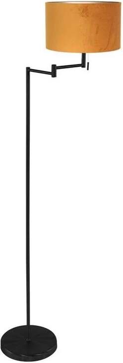 Mexlite Vloerlamp Bella Zwart Lampenkap Ø 30cm Geel E27 Fitting 3887ZW