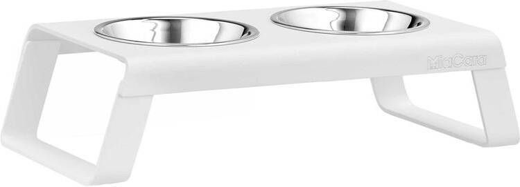 MiaCara Desco kattenvoerbak aluminium wit