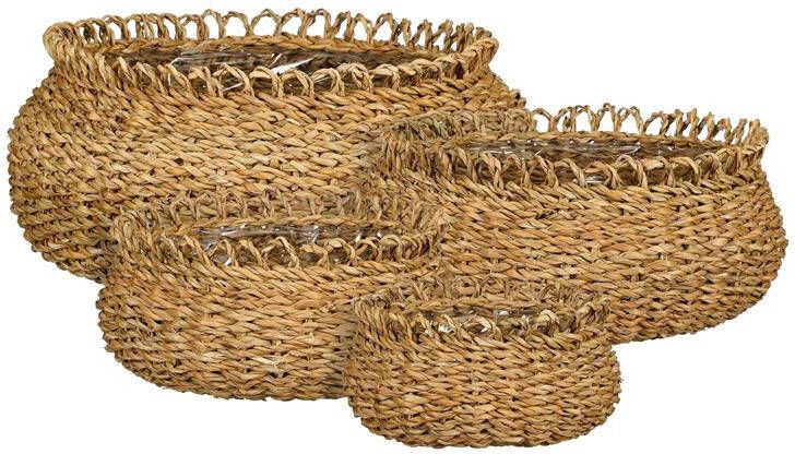Mica Decorations Gourdon Plantenmand Set van 4 H17 x Ø31 cm Bruin
