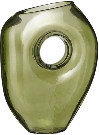 Mica Decorations Bloemenvaas Jay groen transparant glas 18 x 7 5 x 22 cm decoratieve vaas Vazen