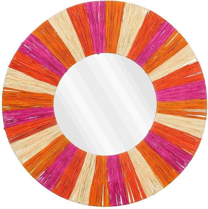 Mica Decorations Ronde wandspiegel roze|oranje zeeggras