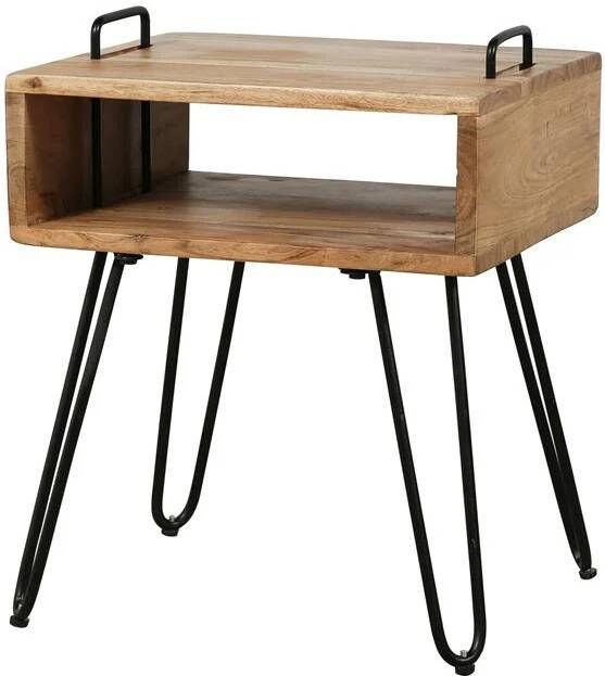 LifestyleFurn Industrieel Nachtkastje Jackie Acacia met open vak Massief acacia naturel