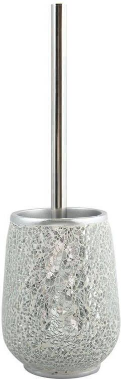MSV Toilet|wc-borstel houder Scarlett kunststeen zilver 36 cm