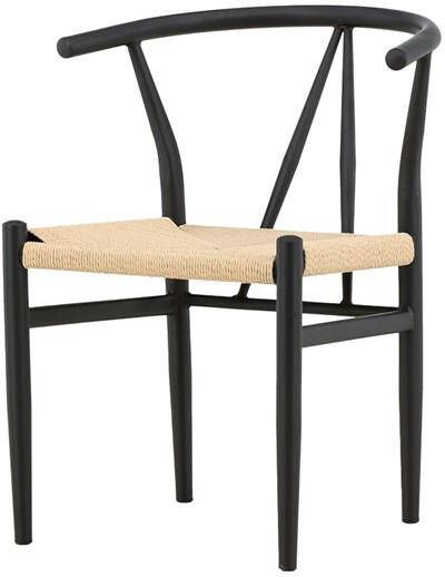 Nest Living Bengt Eetkamerstoel Zwart Met Rotan Zitting