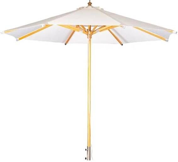 Nest outdoor Sonn Parasol Wit Hout Met Ventilatie voor Balkon Terras of Tuin Ø 300 cm