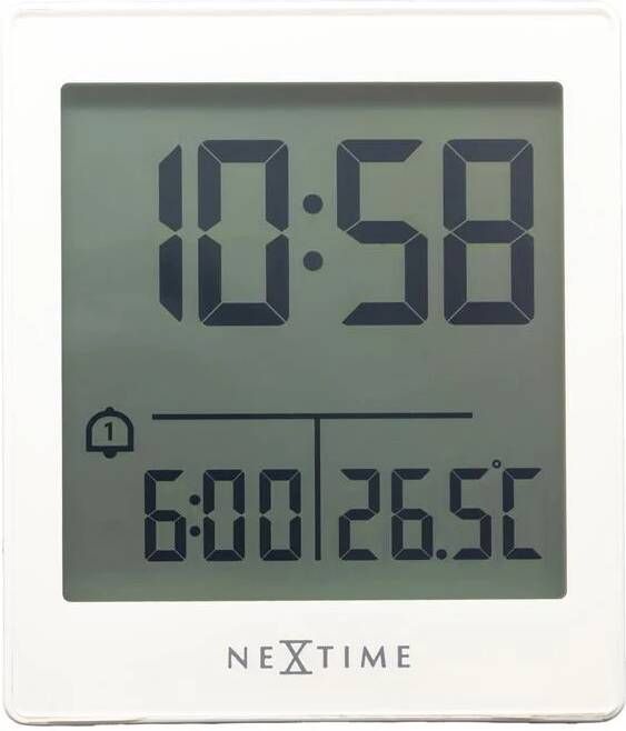NeXtime Digitale Tafelwekker 7 7x8 9x3 cm RCC Temperatuur Wit