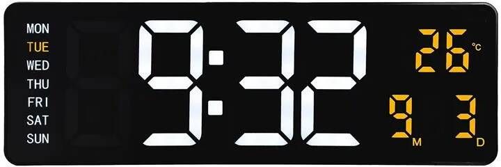 NeXtime Digitale wand|alarmklok 38 8x12 9x3 2cm-Zwart-ABS