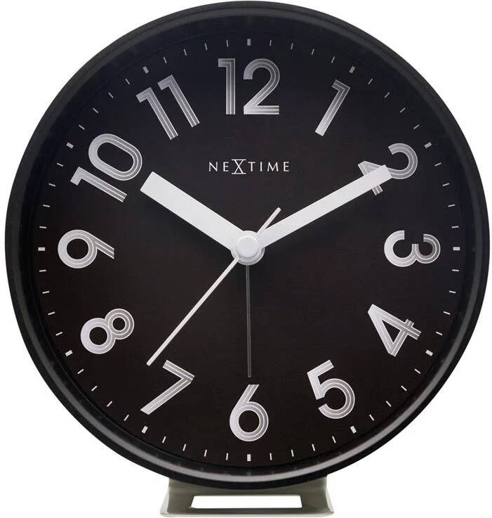 NeXtime Tafel Wekker 12.5x13x5.5cm Stil Lichtfunctie Zwart