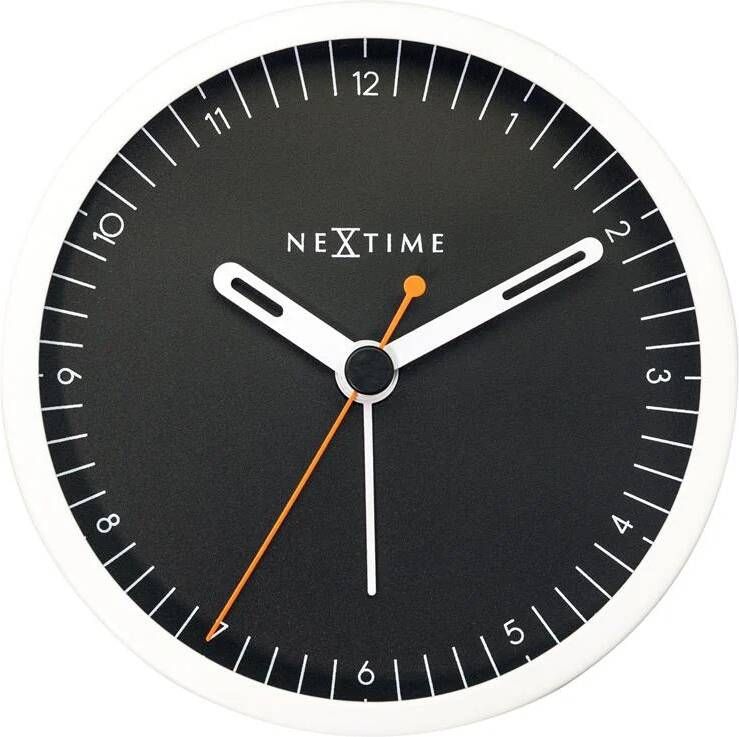 NeXtime Tafel Wekker 9x9x7.5 cm Stil Wit|Zwart Metaal