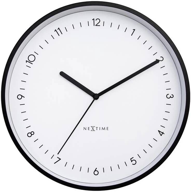 NeXtime Wandklok 30cm Stil Zwart|Wit Aluminium