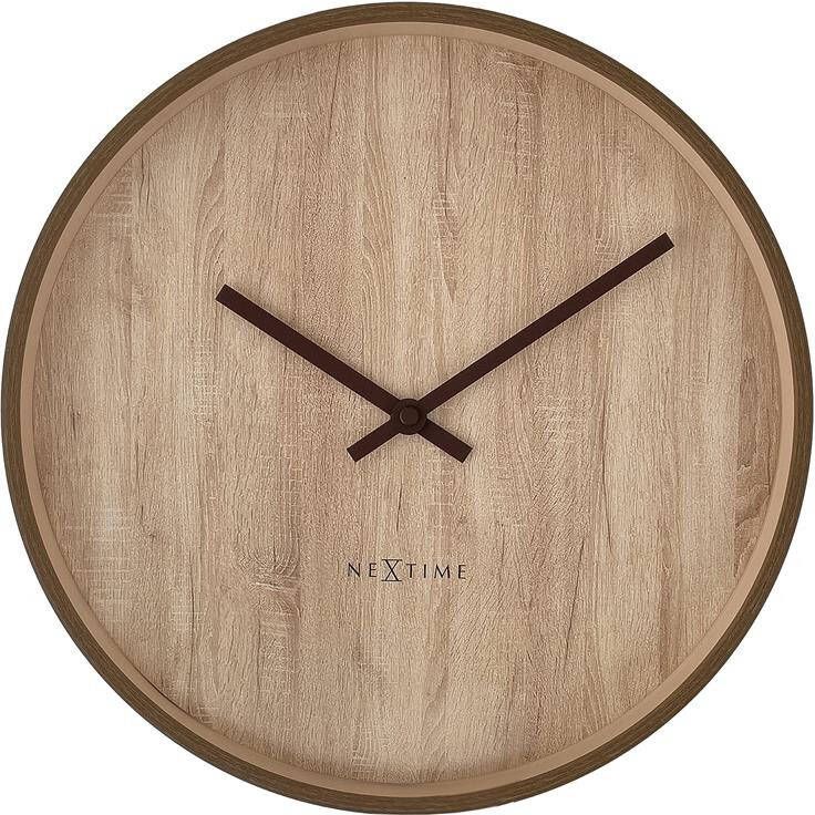 NeXtime Wandklok 30cm Stille Donkerbruin|Lichtbruin Plastic