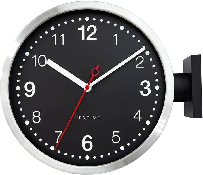NeXtime Wandklok 32 3x28x10cm-Stil-Wit & Zwart-Aluminium