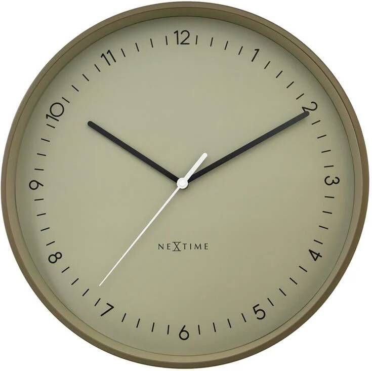 NeXtime Wandklok 40cm Stil Khaki Metaal 'Berlin L'