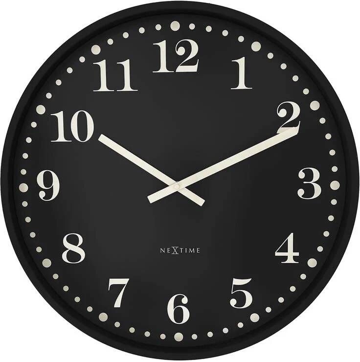 NeXtime Wandklok 50cm Stil Zwart Plastic 'Dickens