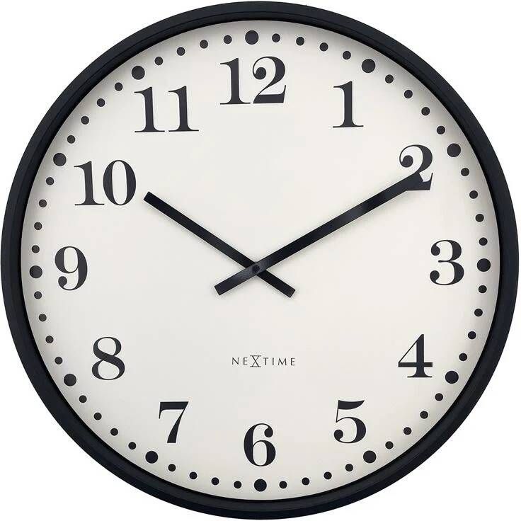 NeXtime Wandklok 50cm Stil Zwart|Wit Plastic