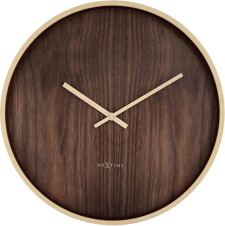NeXtime Wandklok 50cm Stille Lichtbruin|Darkbruin Plastic